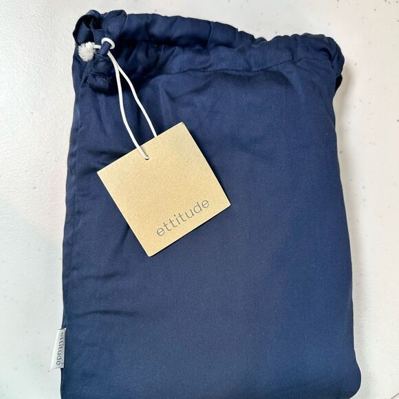 NWT Ettitude Sateen Blue Long Sleeve Button Down Pajama Shirt Top - Size S - Picture 4 of 7
